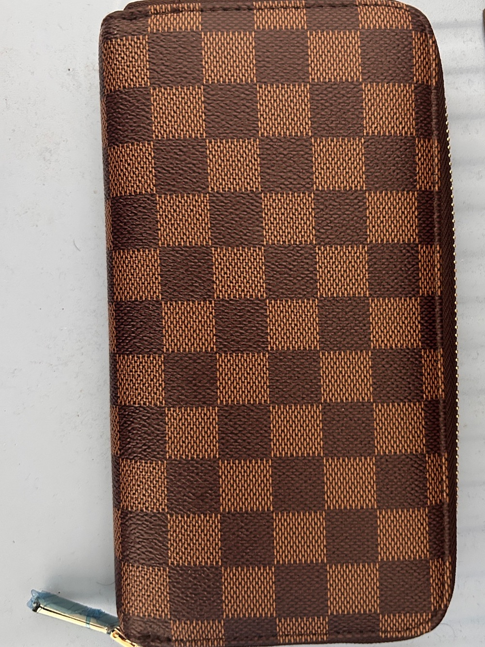 Brown Checkered Zip Wallet Classic - Picture 5 of 6